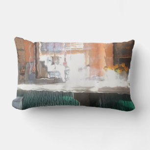 Afternoon sunlight, train station lumbar pillow