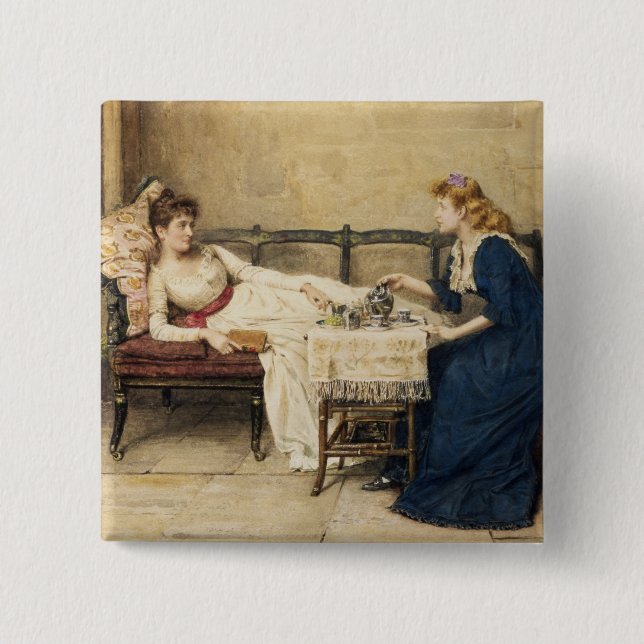 Afternoon Tea 2 Inch Square Button (Front)