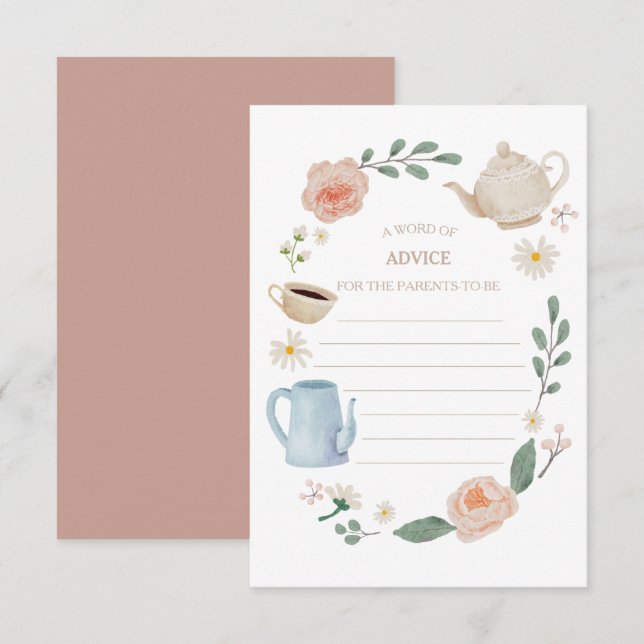 Afternoon Tea Baby Shower Advice Card (Front/Back)