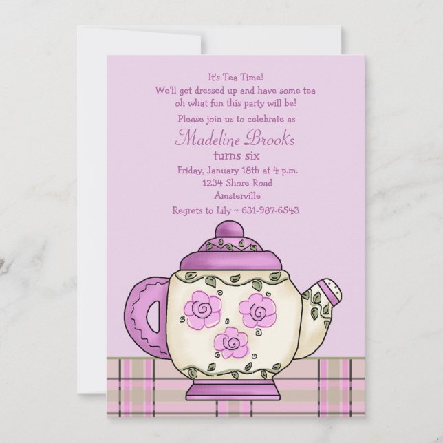 Afternoon Tea Birthday Party Invitation (Devant)