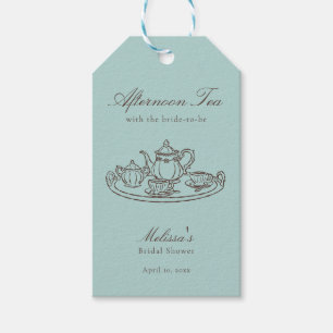 Afternoon Tea Hand-drawn Blue Bridal Shower Gift Tags