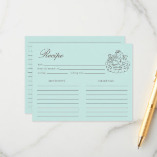 Afternoon Tea Hand-drawn Blue Bridal Shower Recipe Enclosure Card