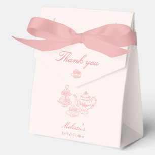 Afternoon Tea Hand-drawn Pink Bridal Shower Favor Box