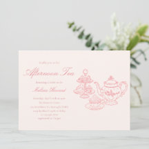 Afternoon Tea Hand-drawn Pink Bridal Shower
