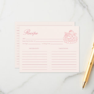 Afternoon Tea Hand-drawn Pink Bridal Shower Recipe Enclosure Card