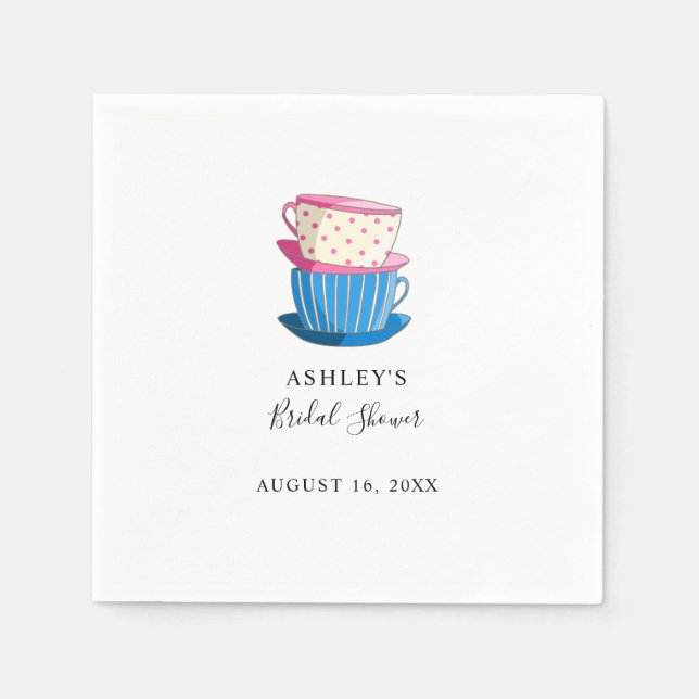 Afternoon Tea Party Bridal Shower Cups Cute Napkin (Front)