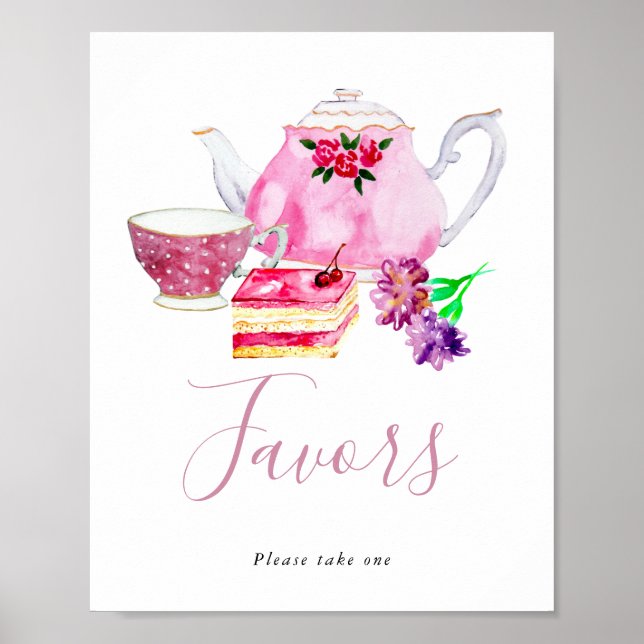 Afternoon Tea Party Favours Sign Party Birthday (Front)