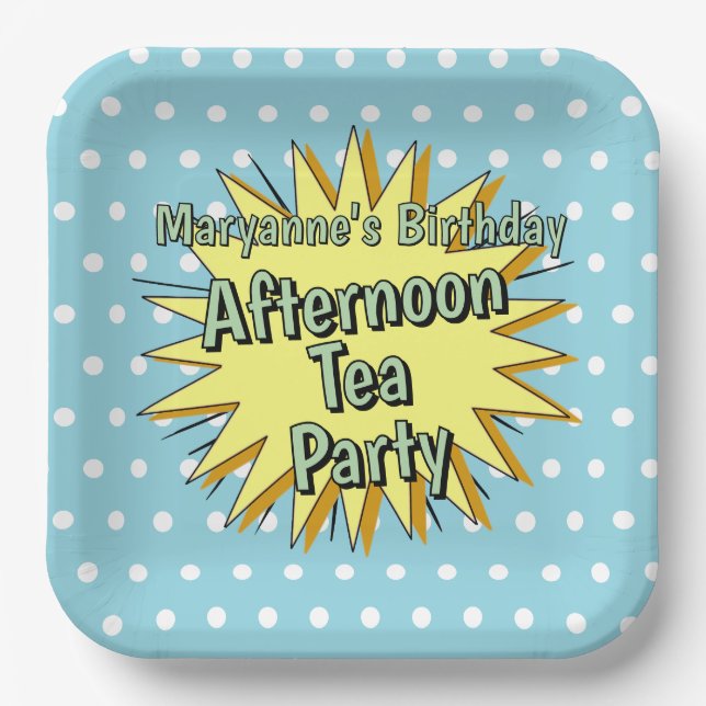 Afternoon tea party fifties style retro vibes paper plate (Front)