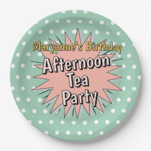 Afternoon tea party fifties style retro vibes paper plate