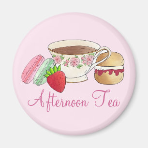 Afternoon Tea Party Macarons Teacup Cream Scone Magnet