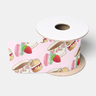 Afternoon Tea Party Macarons Teacup Cream Scone Satin Ribbon