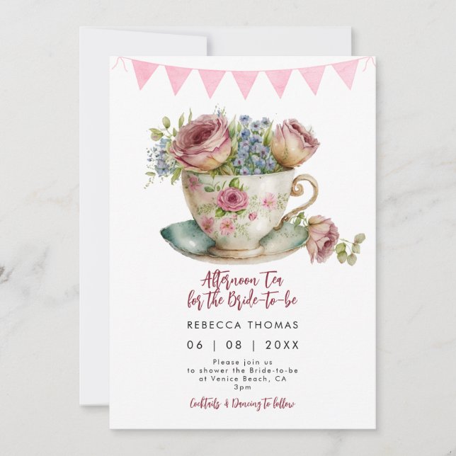 afternoon tea rose nuptiale invitation (Devant)
