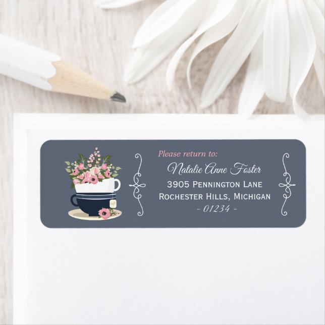 Afternoon Tea Stack Cups Pink Blue Return Address (Insitu)