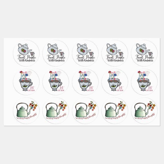 Afternoon Tea Teapot Quotes Stickers (Sheet)