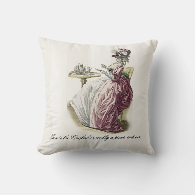 Afternoon Tea, with quote Throw Pillow (Front)