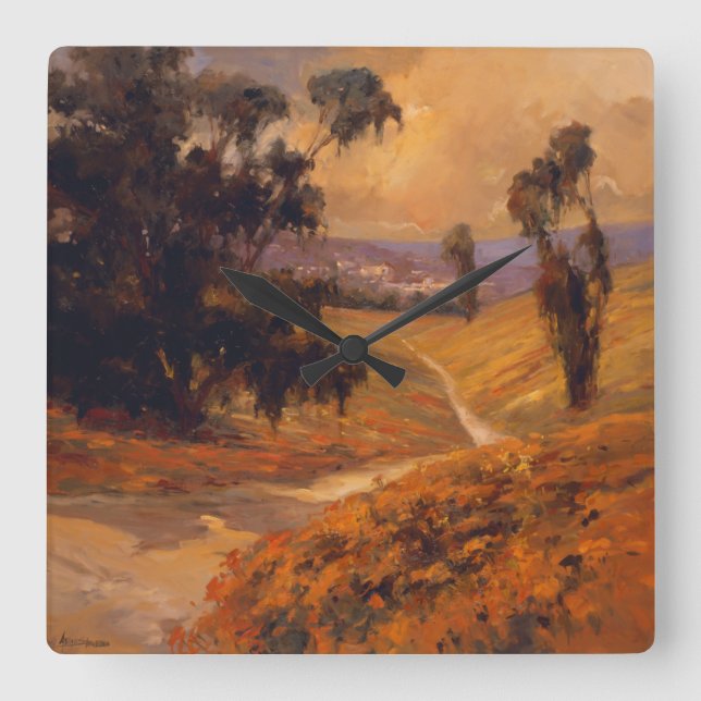 Afternoon Walk II Square Wall Clock (Front)