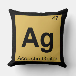 Ag - Acoustic Guitar Chemistry Periodic Table Throw Pillow