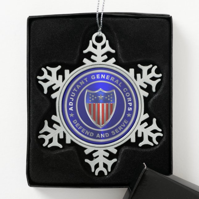 AG Adjutant General Corps  Snowflake Pewter Christmas Ornament (Box)