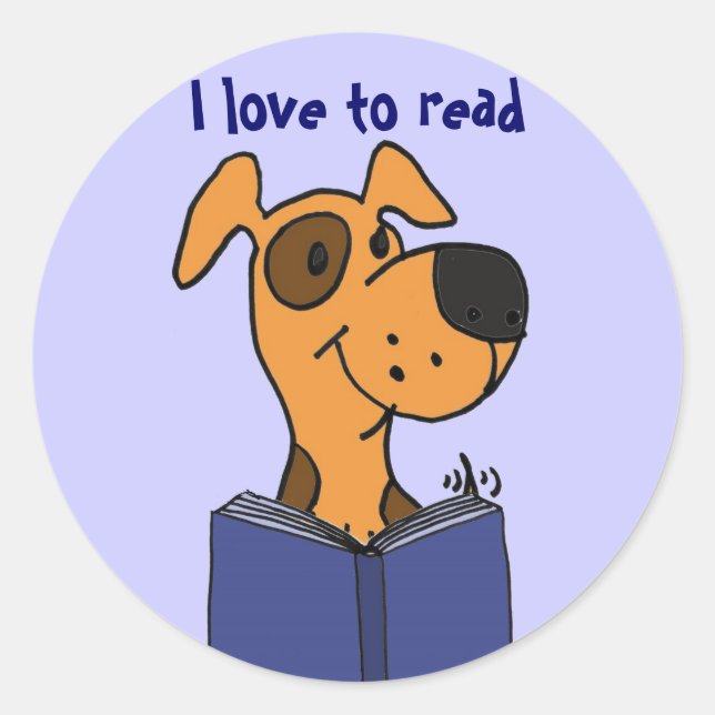 AG- I love to read dog cartoon stickers (Front)