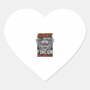 Against All Enemies Patriotic Eagle Shirt Design_1 Heart Sticker