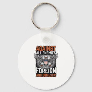 Against All Enemies Patriotic Eagle Shirt Design_1 Keychain