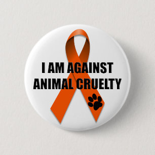 Against Animal Cruelty Orange Awareness Ribbon 2 Inch Round Button