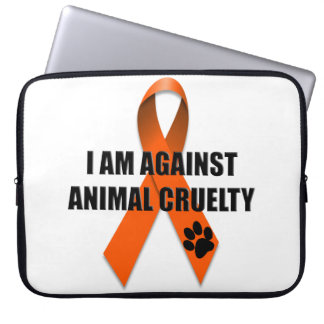 Against Animal Cruelty Orange Awareness Ribbon Laptop Sleeve