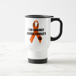 Against Animal Cruelty Orange Awareness Ribbon Travel Mug