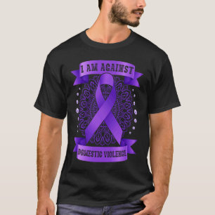 Against Domestic Violence Mandala purple ribbon T-Shirt