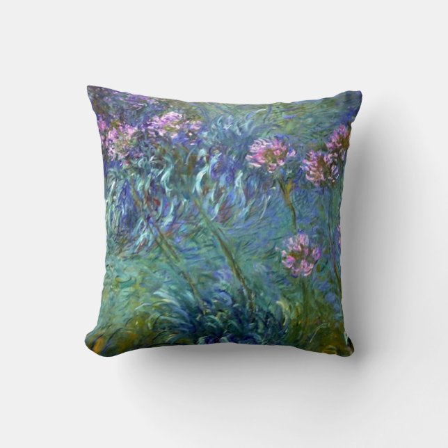 Agapanthus Claude Monet Fine Art Throw Pillow (Front)