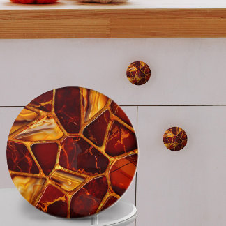 Agate and Carnelian stones mosaic Ceramic Knob