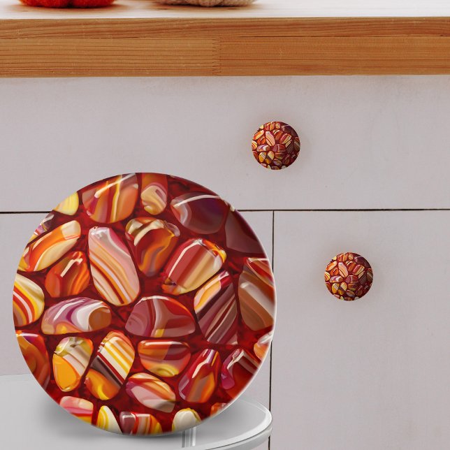 Agate and Carnelian stones mosaic Ceramic Knob (Creator Uploaded)