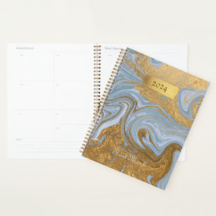 Agate Baby Blue Marble Swirl Customized Planner