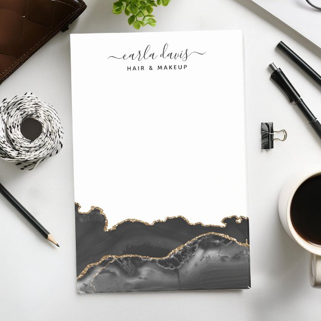 Agate Black And Gold Marble Modern Salon Post-it Notes (Creator Uploaded)