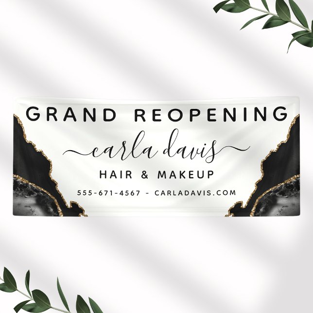 Agate Black And Gold Marble Salon Reopening Banner (Creator Uploaded)
