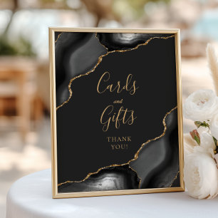 Agate Black Gold Dark Wedding Cards and Gifts Poster