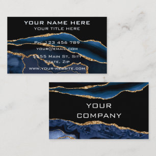 Agate Blue Black and Gold Business Cards Example
