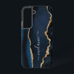 Agate Blue Gold Glitter Marble Custom Your Name Samsung Galaxy Case<br><div class="desc">Samsung Galaxy Cases or iPhone Cases with Monogram Name Agate Navy Blue Gold Gemstone Marble Geode Glitter Sparkle Personalized Birthday - Anniversary or Wedding Gift / Suppliest - Add Your Letter / Name - Text or Remove - Make Your Special Gift - Resize and move or remove and add text...</div>