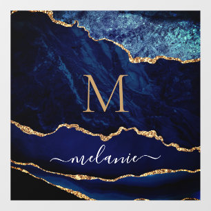 Agate Blue Gold Your Name Letter Window Cling