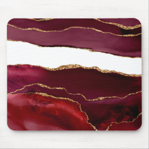 Agate bordeaux et or mouse pad