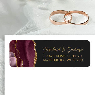 Agate Burgundy Gold Dark Mariage Adresse de retour