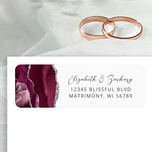 Agate Burgundy Mariage Argent Adresse de retour (Créateur téléchargé)
