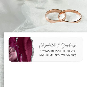 Agate Burgundy Silver Wedding Return Address