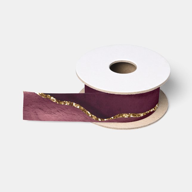 Agate Burgundy Wedding pattern Satin Ribbon (Spool)