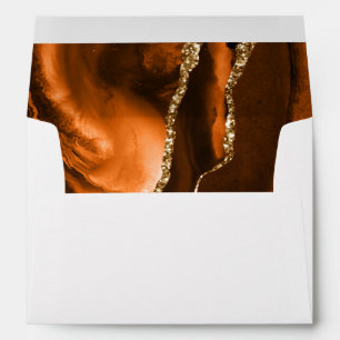 Agate Burnt Orange Gold Script Wedding Envelope