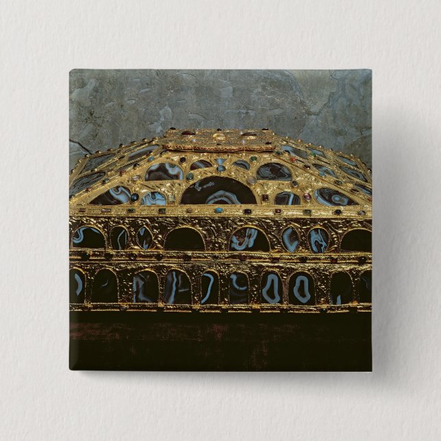 Agate casket 2 inch square button (Front)