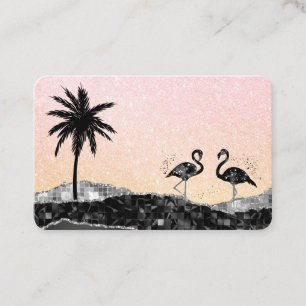 *~* Agate Crystal Palm Tree Tropical Flamingo Business Card