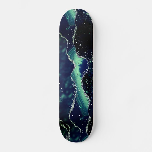 Agate Dark Green Mint Navy Blue Skateboard (Recto)