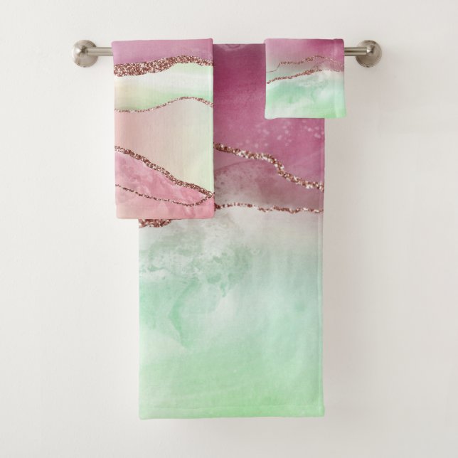 Agate de pastèque | Neo Mint Green et Cassis Pink (En situation)