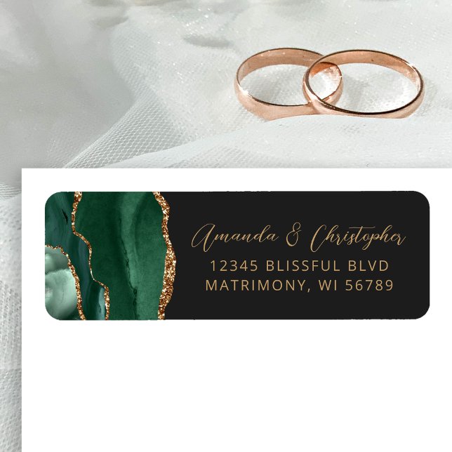 Agate Emerald Green Dark Wedding Return Address (Creator Uploaded)